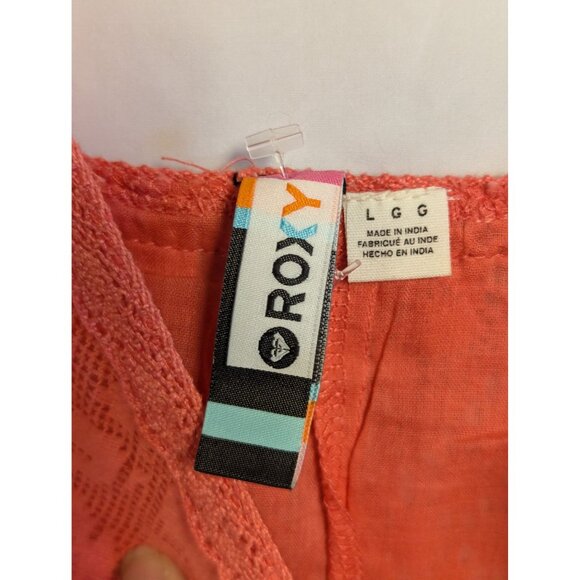 Roxy Coral Lace-Trimmed Sleeveless Dress Cotton Spaghetti Strap Y2K - Picture 5 of 8